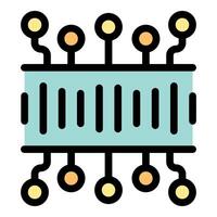 Electronic board connecting data through wires and points icon vector