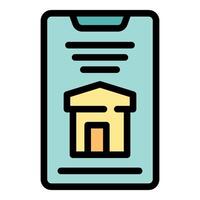 Online banking app showing bank icon on smartphone screen vector