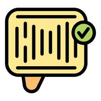 Speech bubble with bar code and check mark icon vector