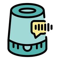Smart speaker giving voice assistant answer icon vector