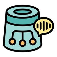 Smart speaker making sound waves icon outline style vector