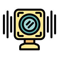 Modern voice recognition device recording audio waves vector