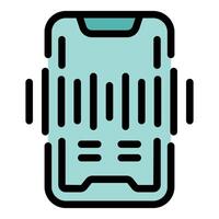 Smartphone recording audio podcast with sound waves emitting from screen vector
