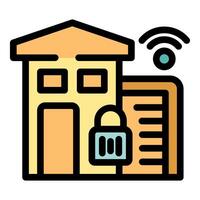 Smart home security system monitoring with wifi icon vector