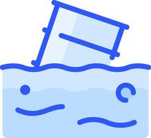 A box floating in the water with a face on it vector
