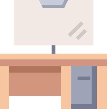 Office desk with computer and monitor vector