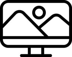 A computer monitor with mountains and a sun vector