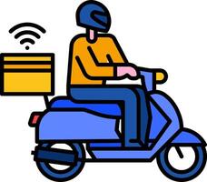 A man on a scooter with a box on the back vector