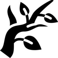 A black and white silhouette of a tree with leaves vector