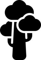 A black and white silhouette of a tree with clouds vector