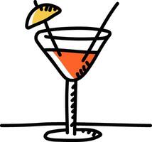 A cartoon drawing of a martini with a straw vector