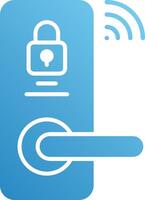 A blue door with a padlock and a wifi icon vector