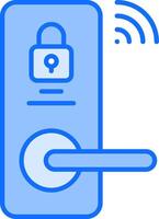 A blue door with a lock and a wifi icon vector