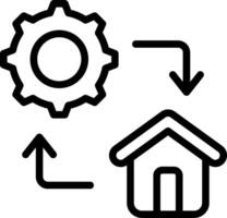 A house with a gear and a gear wheel vector