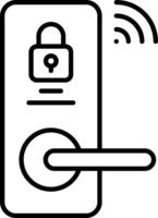 A black and white icon of a door lock with a padlock vector