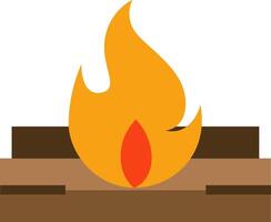 A fire is burning in a wooden box vector
