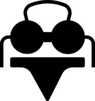 A black and white icon of a pair of glasses vector
