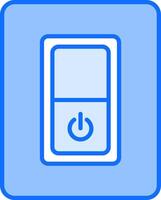 A blue button with a light switch on it vector