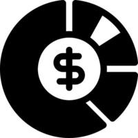 A black and white icon of a dollar sign vector