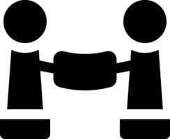 Two people shaking hands with a black background vector