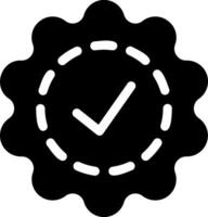 A black and white icon of a check mark vector