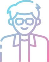 A man with glasses and a tie is shown in a line icon vector