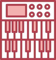 A keyboard with a red background and white keys vector