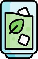 A green leaf and a square of ice in a glass vector