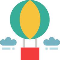 A hot air balloon with clouds and a red box vector