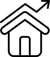 A house with an arrow going up and a house with a roof vector