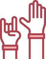 Two hands with fingers up and a rock sign vector