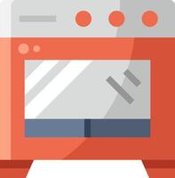 An oven with a red door and a white handle vector