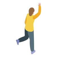 Running late person waving to say hello isometric icon vector