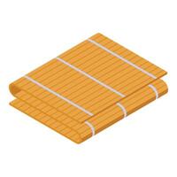 Bamboo rolling mat for making sushi resting on white background vector