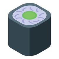 Sushi roll with wasabi and seaweed presenting isometric view vector