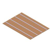Sushi rolling mat displaying isometric projection on white background vector