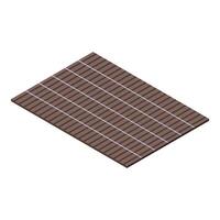 Brown sushi rolling mat with white stripes in isometric view vector