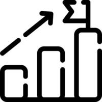A graph with an arrow pointing up vector