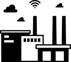 A factory with wifi and clouds vector