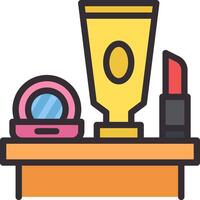 A cosmetic case with a gold trophy and a lipstick vector