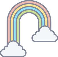 Rainbow icon with clouds and rainbow vector