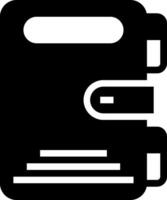 A black and white icon of a book vector