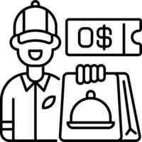 A man holding a bag with a dollar sign and a ticket vector
