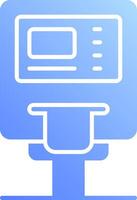 A microwave on a pedestal with a blue background vector
