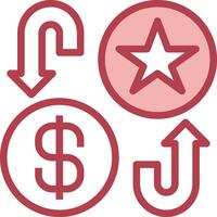 A red star, dollar sign and arrow pointing to the right vector