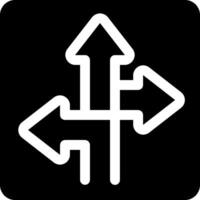 A black and white icon of three arrows pointing in different directions vector