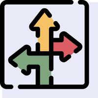 A colorful arrow pointing to different directions vector