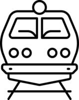 A train is on the tracks and is outlined in black vector