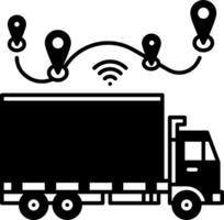A truck with wifi and location markers vector