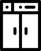 A black and white icon of a refrigerator vector
